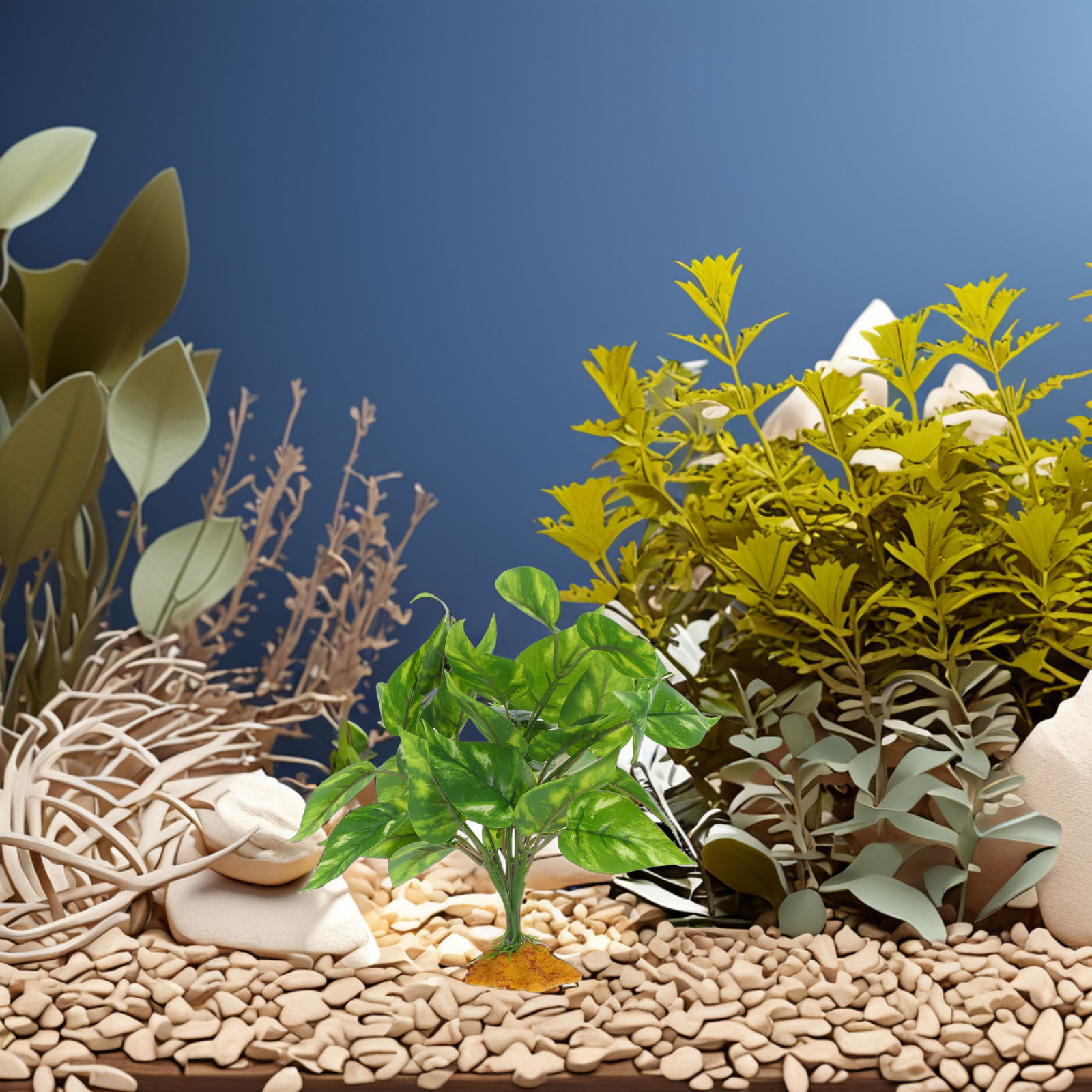 Planted Aquarium Bowl - Safe Non-Toxic Realistic Artificial Plants for